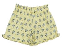 Nové - Žluté květované bavlněné kraťasy Mothercare