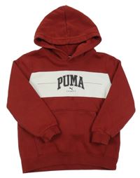 Vínovo-bílá mikina s logem a kapucí Puma