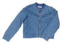 Modrá riflová podšitá bunda s volánky H&M