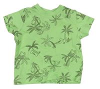 Zelené tričko s palmami a opicemi Ergee