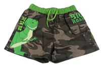 Khaki-zelené army plážové kraťasy s dinem George