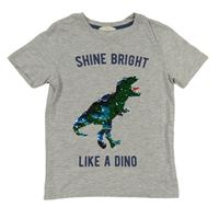 Šedé melírované tričko s dinem z flitrů H&M