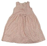Bílo-růžové květované plátěné šaty H&M