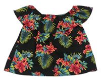 Černo-růžový lehký květovaný top zn. Primark