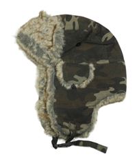 Khaki army zateplená beranice s kožešinou 