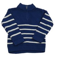 Tmavomodro-bílý pruhovaný svetr M&S