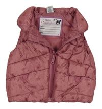 Starorůžová šusťáková zateplená květovaná vesta Dopodopo