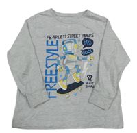 Šedé melírované pyžamové triko s robotem 