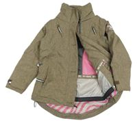 Hnědá šusťáková funkční lyžařská bunda 