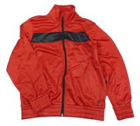 Červená sportovní propínací mikina s černým pruhem 