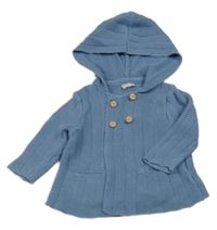 Modrý propínací svetr s kapucí tcm