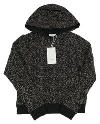 Nové - černá vzorovaná crop mikina s kapucí Name it