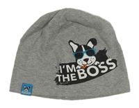 Šedá melírovaná čepice s pejskem Dopodopo