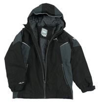 Černo-šedá šusťáková funkční zateplená bunda s logem a kapucí Regatta