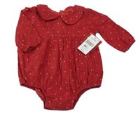 Nové - červené manšestrové puntíkaté body s límečkem Matalan