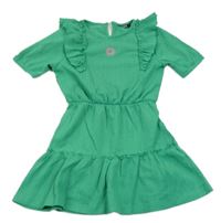 Zelené šaty s volánky a výšivkou 