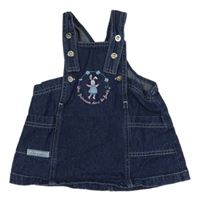 Tmavomodré laclové riflové šaty s králíkem 