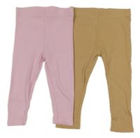2x žebrované legíny - růžové + béžové Ergee