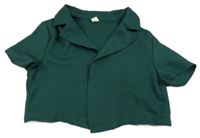 Tmavozelený crop kabátek 