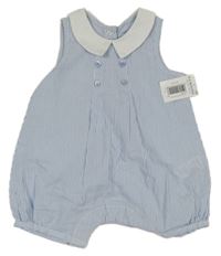 Nové - modro-bílý pruhovaný lehký kraťasový overal s límečkem Matalan