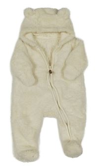 Smetanová chlupatá podšitá kombinéza s kapucí H&M