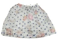 Bílá silonová puntíkatá sukně s obrázky 