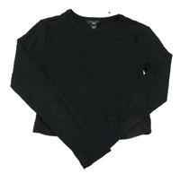 Černé žebrované crop triko New Look