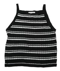 Černo-bílý pruhovaný žebrovaný úpletový top H&M