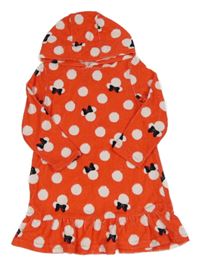 Červený puntíkatý froté župan s Minnie a kapucí George