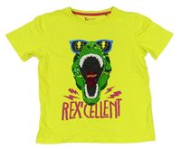 Hořčicové tričko s dinosaurem s překlápěcími flitry Tu
