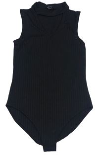 Černé žebrované body s průstřihem New Look