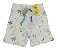 Bílé kraťasy s mořským světem a palmami Primark