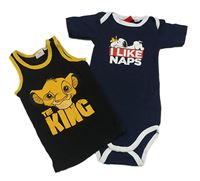 2set - Tmavomodré body se Snoopym + černé tílko se Simbou 