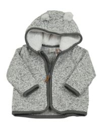 Šedá melírovaná propínací pletená mikina s kapucí H&M