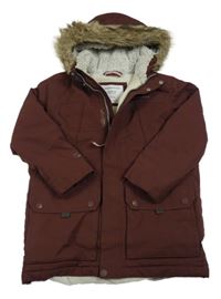 Mahagonová šusťáková zimní bunda s kapucí s kožešinou Craghoppers