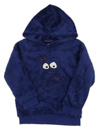 Tmavomodrá plyšová mikina s chobotnicí a kapucí Impidimpi