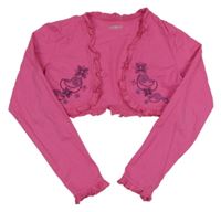 Růžové bolerko s výšivkou a volánky Jako.o