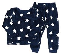 Tmavomodro-bílé plyšové pyžamo s hvězdami Matalan