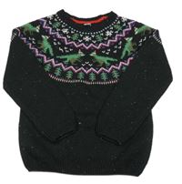 Černo-zeleno-barevný svetr s diny Tu