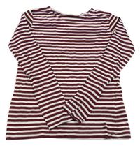 Vínovo-bílé pruhované triko bpc