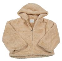 Růžová kožešinová bunda s kapucí Primark