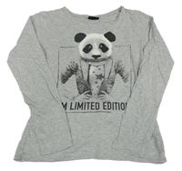 Šedé triko s pandou Page one young