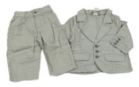 2set - Světlešedé lněné sako + chino kalhoty H&M