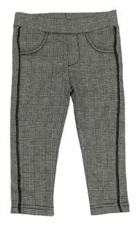 Černo-bílé kostkované úpletové legíny 