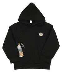 Černá mikina s kočičkami a kapucí 