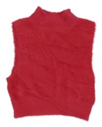 Fuchsiová chlupatá svetrová vesta 