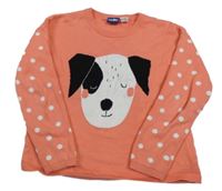 Lososový svetr s pejskem a puntíky Lupilu