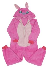 Fuchsiová plyšová kombinéza s kapucí - Angel 