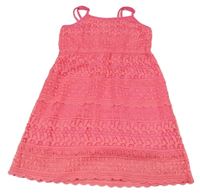 Neonově růžové perforované šaty bpc