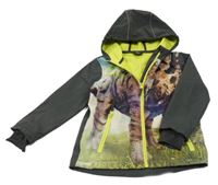 Antracitovo-barevná softshellová bunda s dinem a kapucí Kiki&Koko